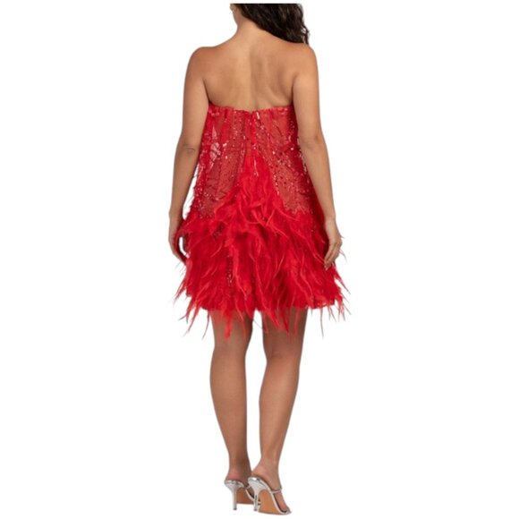 HELSI Stevie Strapless Feather Mini Dress - Picture 3 of 3